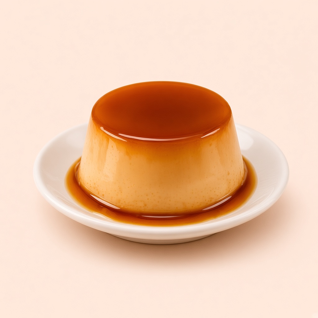 Mini pudim com calda de caramelo